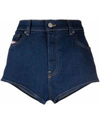 DIESEL - High Waisted Mini Denim Shorts - Lyst