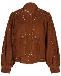 FARM Rio - Stud-Embellished Suede Jacket - Lyst