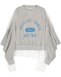 Undercover - Graphic-print Tulle-layered Sweatshirt - Lyst