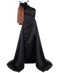 Gatti Nolli by Marwan - Feather-Embellished Gown Dress - Lyst