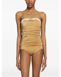 Chloé - Ruched Lace-Trim Bodysuit - Lyst