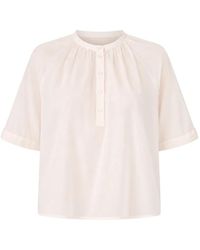 Officine Generale - Gathered Short-Sleeve Blouse - Lyst