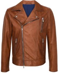 Eleventy - Leather Biker Jacket - Lyst