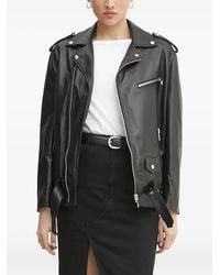 Liviana Conti - Belted Leather Biker Jacket - Lyst