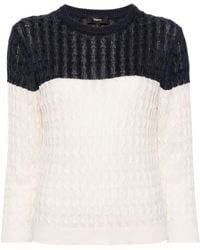 Theory - Colour-block Cable-knit Jumper - Lyst