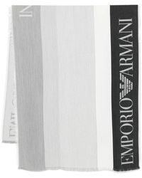 Emporio Armani - Sciarpa A Righe Con Logo - Lyst