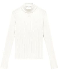 Courreges - Pull Nervuré À Col Montant - Lyst