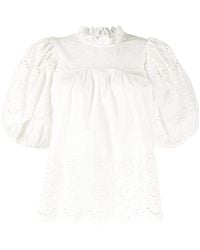 Ulla Johnson - Puff-Sleeve Cotton Blouse - Lyst