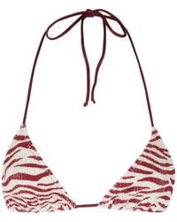 MC2 Saint Barth - Leah Zebra-Print Crinkle Bikini Top - Lyst