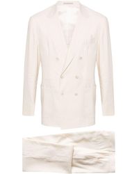 Brunello Cucinelli - Double-breasted Linen Blend Suit - Lyst