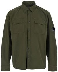 C.P. Company - Gabardine Long-Sleeve Lens-Detail Cotton Shirt - Lyst