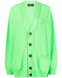 DSquared² - Embroidered-Logo Virgin Wool Cardigan - Lyst