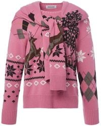 Monse - Fair Isle Scarf-Detail Sweater - Lyst