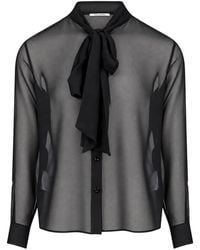Tagliatore - Chemise Eva À Effet De Transparence Et Col Lavallière - Lyst