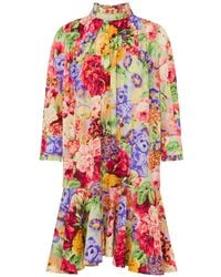 Moschino - Floral-Print Ruffled Mini Dress - Lyst