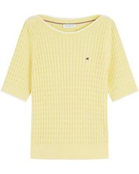 Tommy Hilfiger - Cable-Knit Short-Sleeve Sweater - Lyst