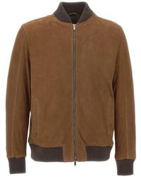 Volfagli - Libertà Camoscio Bomber Leather Jacket - Lyst
