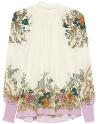 ALÉMAIS - Floral-Print High-Neck Blouse - Lyst