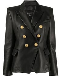 Balmain - Leren Blazer - Lyst