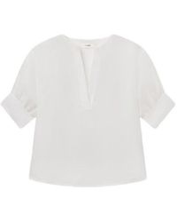 FRAME - Linen V-Neck Top - Lyst