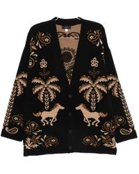 Alanui - Palm-Intarsia Knitted Cardigan - Lyst