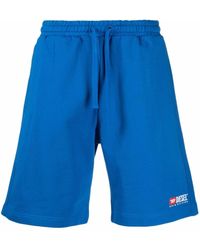 Heren Kleding voor voor Shorts voor Casual shorts DIESEL Katoen Trainingsshorts Met Geborduurd Logo in het Blauw voor heren 