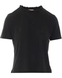 Repetto - Ruffled-Trim Logo-Embroidered T-Shirt - Lyst