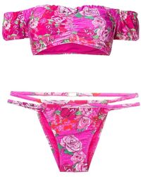 Amir Slama - Off-Shoulder Floral-Print Bikini - Lyst