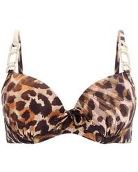 Guess - Leopard-Print Crystal-Embellished Bikini Top - Lyst