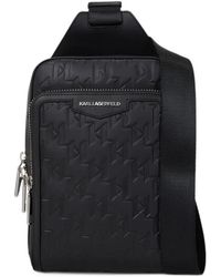 KARL LAGERFELD - K/Loom Monogram-Embossed Leather Messenger Bag - Lyst