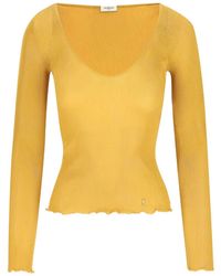 Saint Laurent - Cassandre V-Neck Top - Lyst