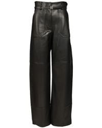 Sportmax - Leren Broek Met Ceintuur - Lyst
