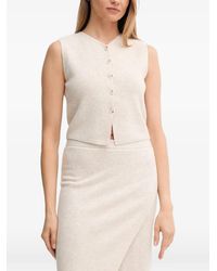 Ouí - Button V-Neck Sleeveless Cardigan - Lyst