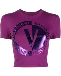 Versace Jeans Couture - Logo-Print Cropped T-Shirt - Lyst