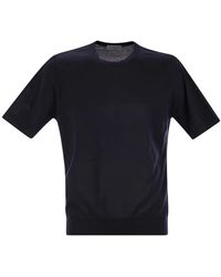 John Smedley - Ribbed Hem Crew Neck T-Shirt - Lyst