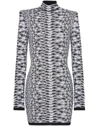 Balmain - Python-Jacquard Knitted Minidress - Lyst