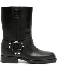 Tory Burch - Double T Leather Ankle Boots - Lyst