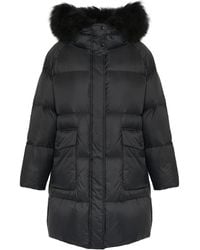 Yves Salomon - Jassen ,Zwart ,Wol Lamswollen Shearling Donsjack Met Capuchon - Lyst