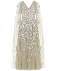 Needle & Thread - Ethereal Blooms Cape-Sleeve Floral-Print Gown Maxi Dress - Lyst