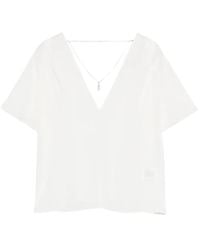 Patrizia Pepe - Jewel-Detail V-Neck Blouse - Lyst
