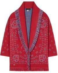 Alanui - Bandana-Jacquard Fringe Cardigan - Lyst