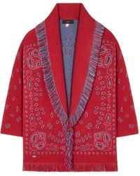 Alanui - Cárdigan con motivo bandana en jacquard y flecos - Lyst