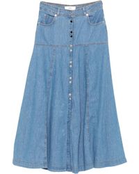 Ba&sh - Laddie Button-Front Denim Midi Skirt - Lyst