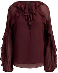Ralph Lauren - Ruffled Long-Sleeve Blouse - Lyst
