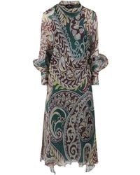 Etro - Vestido de seda con estampado de cachemira - Lyst