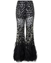 Alberta Ferretti - Feather-Trim Embellished Trousers - Lyst