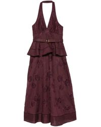Self-Portrait - Floral-Embroidered Midi Dress - Lyst