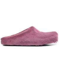 Marni - Fussbet Sabot Calf-Hair Slippers - Lyst