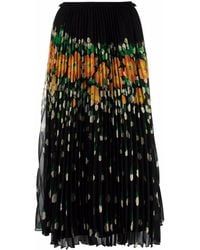 RED Valentino - Floral-print Pleated Midi Skirt - Lyst