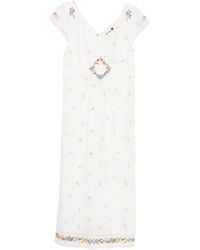 RIXO London - Abito Midi Carey Con Ricamo A Fiori - Lyst